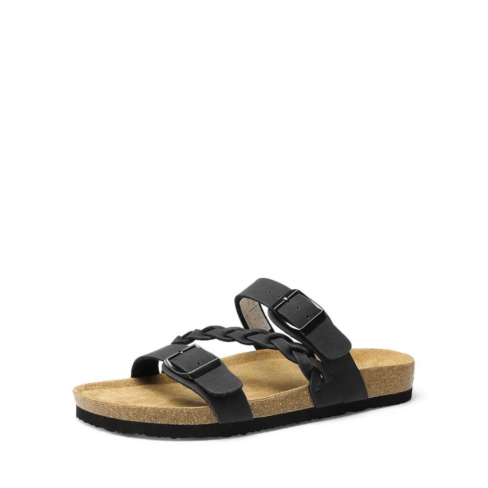 Women's Cork Footbed Sandals Comfortable Arch Support Cushioned Slip-on Slide Sandals for Summer Shoes