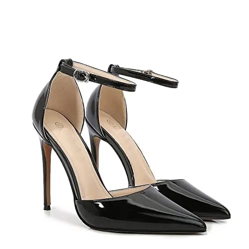 Nqpnrl Women's Plus Size Pointed Toe Ankle Strap D'Orsay High Heel Stiletto Pumps Shoes