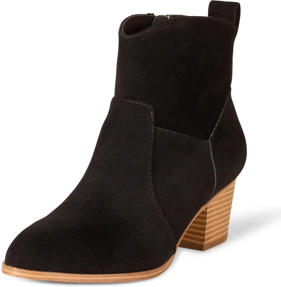 womens Western Ankle Boots with Stacked Heel