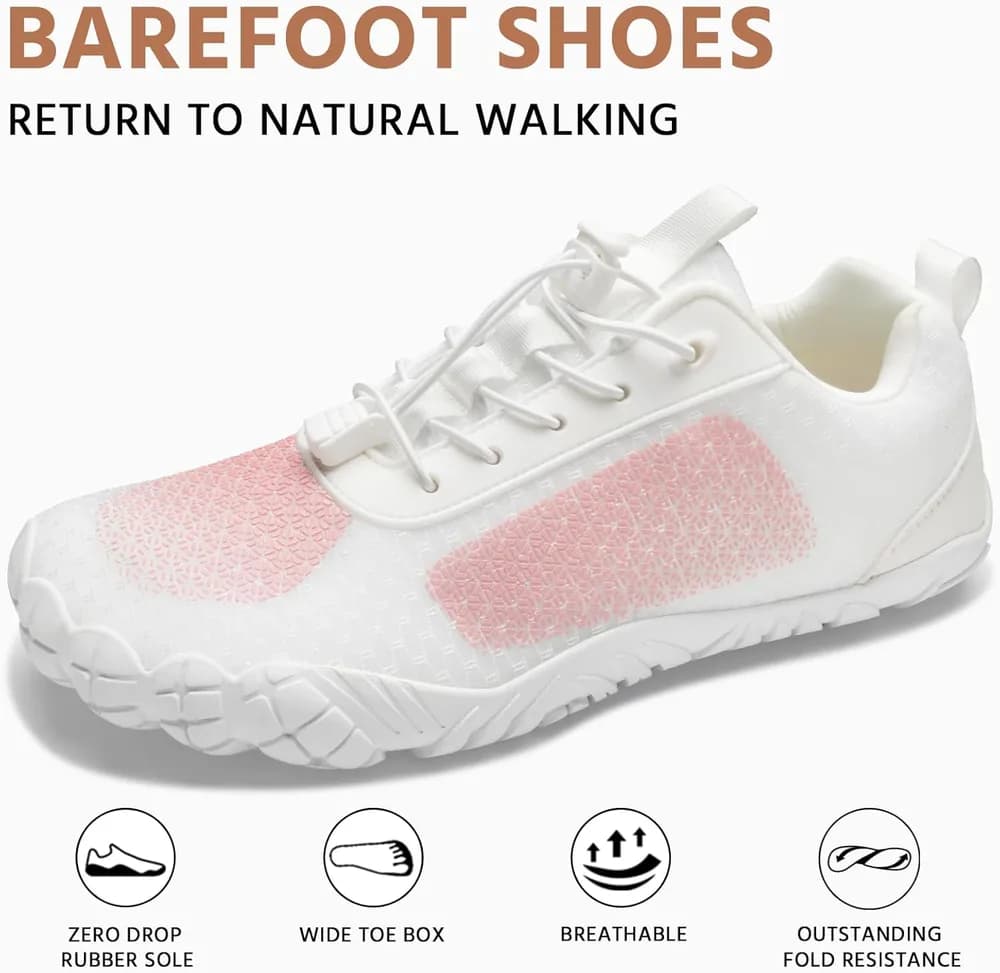 Hiking Cloud-Like Barefoot Shoes Women Footwear,Minimalist Trail Running Shoe for Women,Wide Toe Box Zero Drop Slight Arch-Support Breathable Walking Shoes,Non-Slip Flexible Gym Workout Shoes