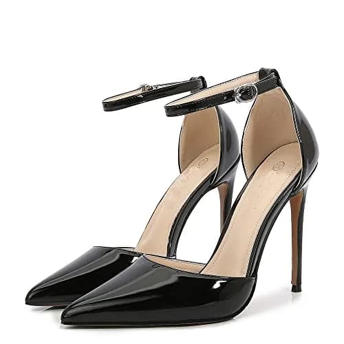 Nqpnrl Women's Plus Size Pointed Toe Ankle Strap D'Orsay High Heel Stiletto Pumps Shoes