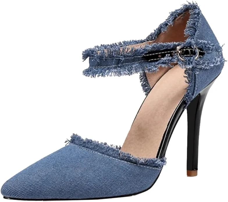 Women Jean Shoes with Pointed Toe and Thin Heel