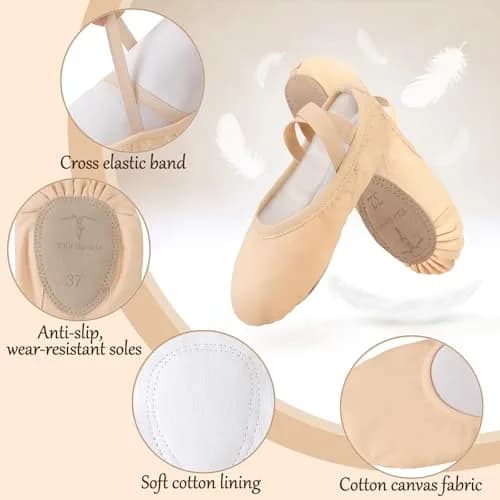 Ballet Shoes for Women Girls, Women's Ballet Slipper Canvas Dance Shoes Split Sole Yoga Dance Flats