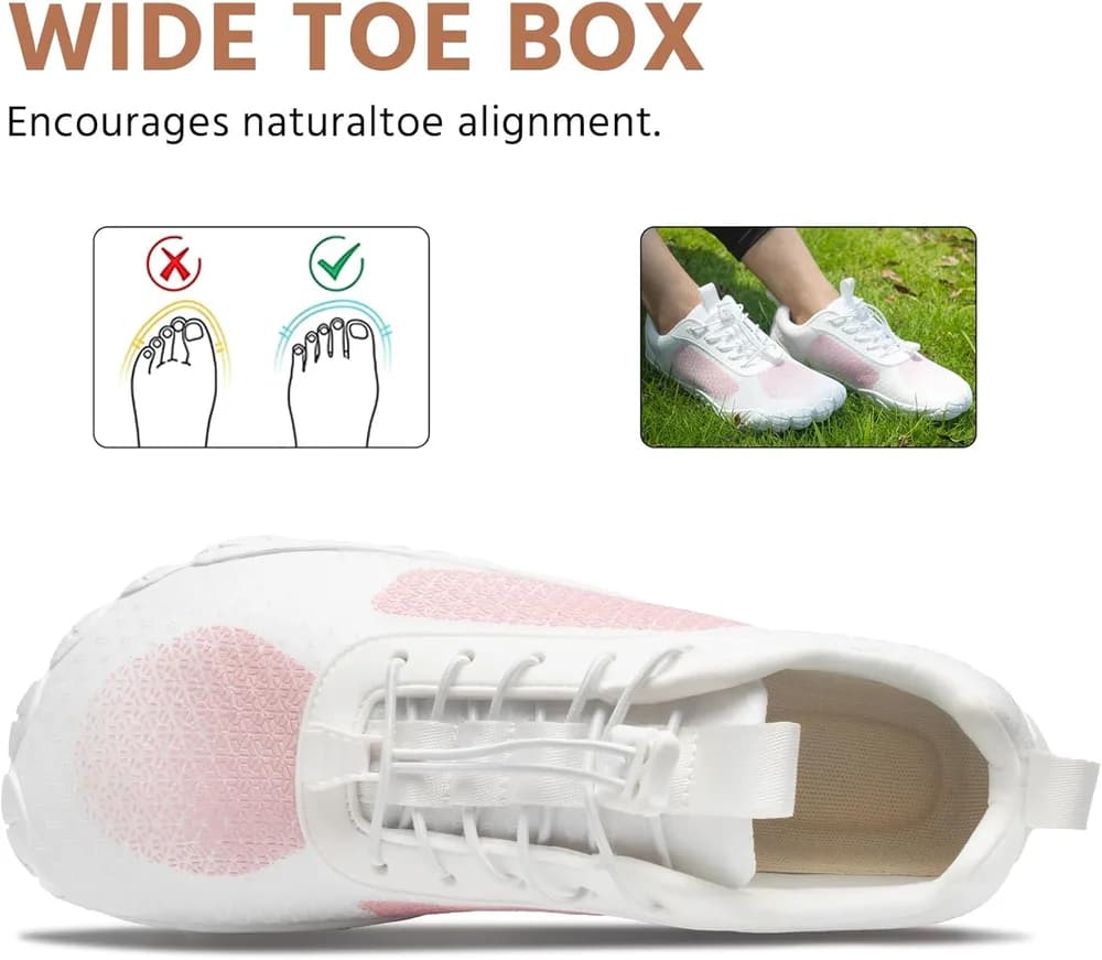 Hiking Cloud-Like Barefoot Shoes Women Footwear,Minimalist Trail Running Shoe for Women,Wide Toe Box Zero Drop Slight Arch-Support Breathable Walking Shoes,Non-Slip Flexible Gym Workout Shoes