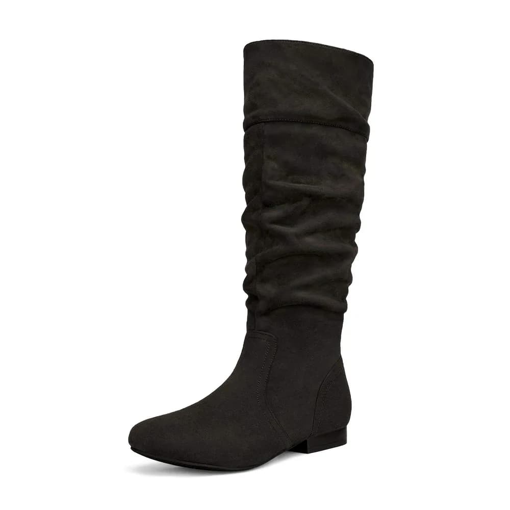 Women's Wide Calf Knee High Pull On Slouch Fur lined Fall Winter Boots