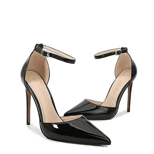 Nqpnrl Women's Plus Size Pointed Toe Ankle Strap D'Orsay High Heel Stiletto Pumps Shoes