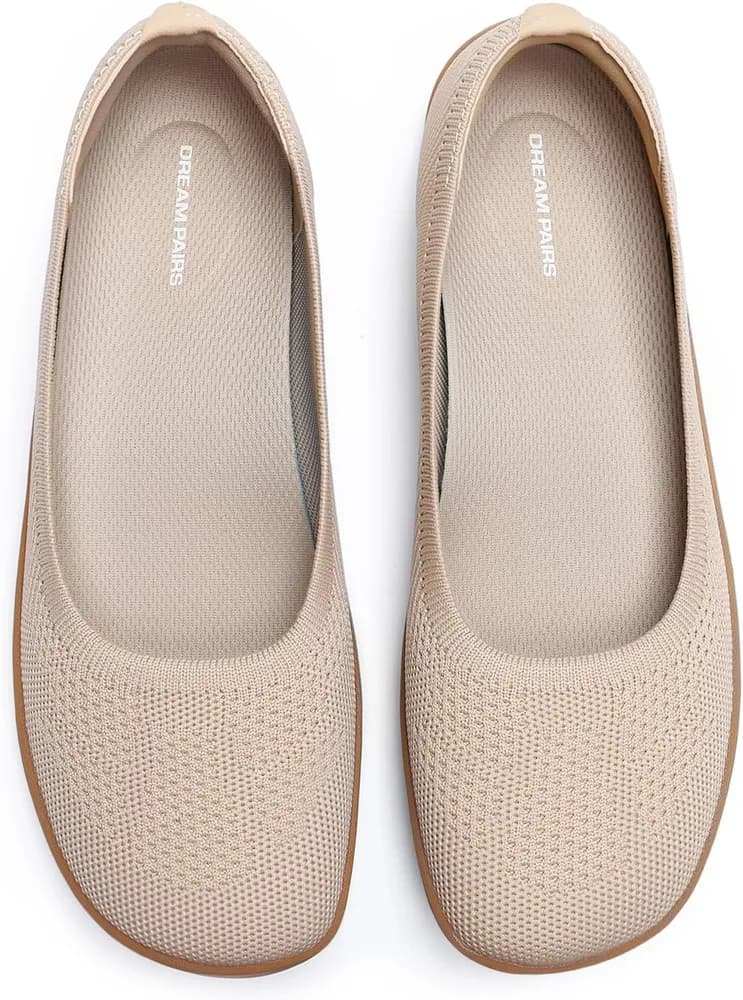Women's Ballet Flats Dressy Arch Support Wide Toe Box Knit Flats Comfortable Round Toe Slip On Travel Work Business Office Barefoot Shoes