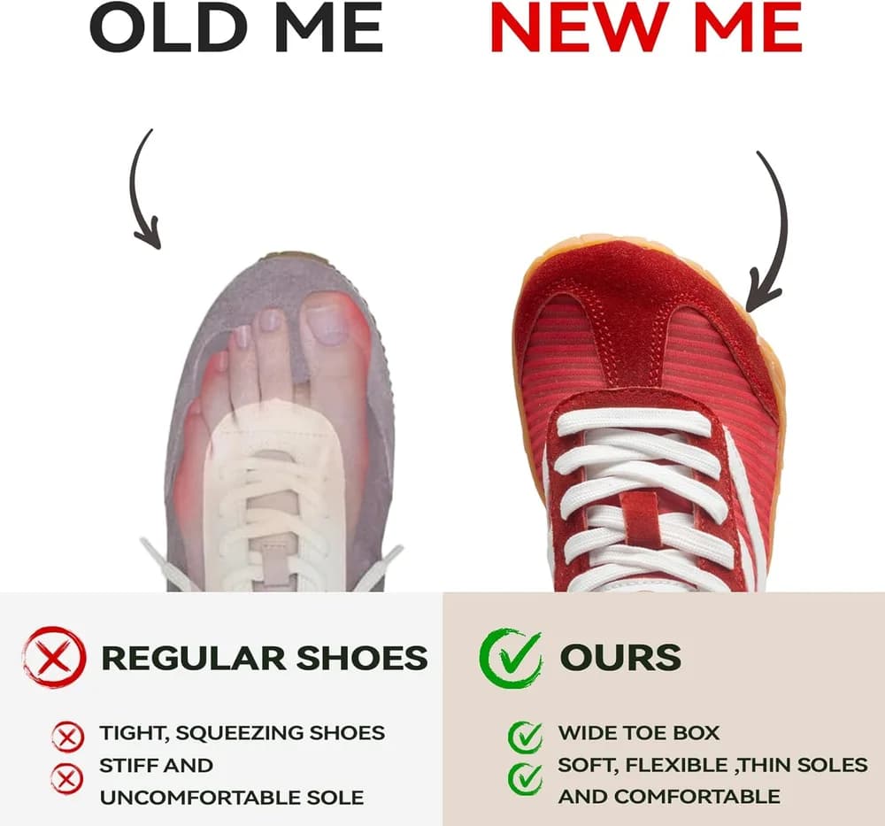 Barefoot Shoes for Women Casual Sneakers Wide Toe Box Barefoot Shoes Minimalist Trail Running Shoes Non-Slip Lightweight Breathable Comfortable Fashion Walking Hiking Shoes Unisex
