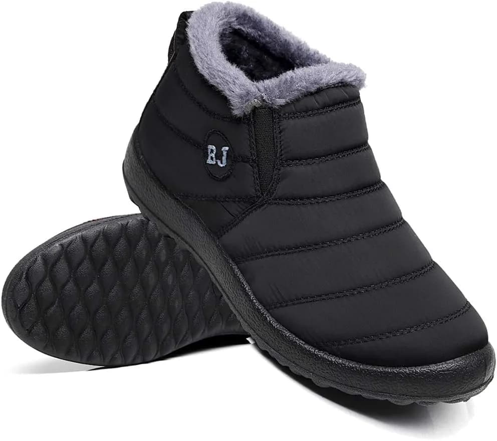 Women Lightweight Snow Boots Winter Anti-Slip Ankle Booties Waterproof Slip on Warm Fur Lined Winter Boots