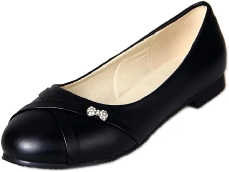 Rhinestone Bowknot Slip-On Flats, 1.5CM Flat Heel for Daily Wear, Campus & Errands, 4 Colors US Size 2-12.5