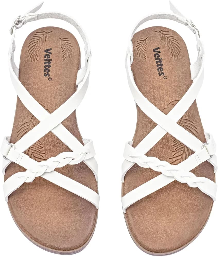 Women's Casual Flat Slide Sandals,Fashion Braided Cross Strap,Adjustable Ankle Straps, Open Toe Summer Sandals