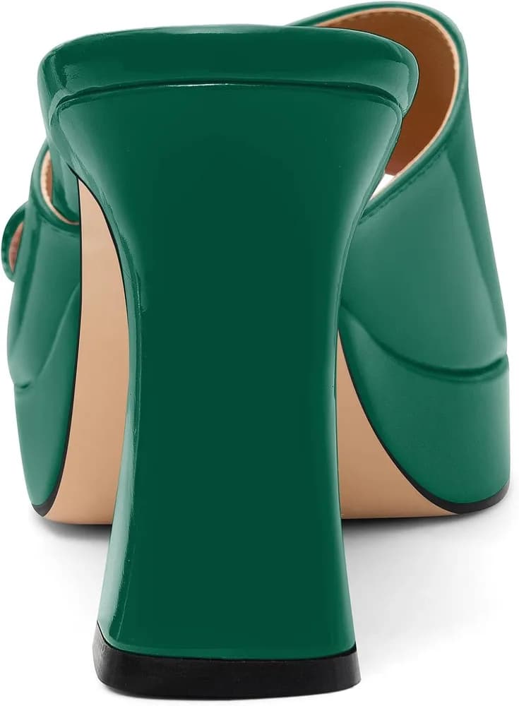 Women's Platform Heels Sandals Square Open Toe Heeled Sandals Slip On High heels Slides Dress Party Wedding Shoes