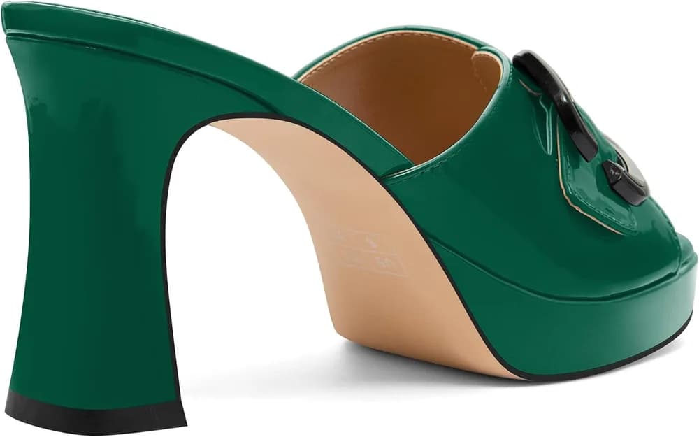 Women's Platform Heels Sandals Square Open Toe Heeled Sandals Slip On High heels Slides Dress Party Wedding Shoes
