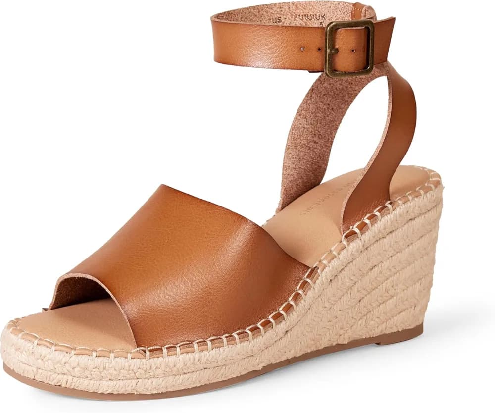 Women's Comfortable Ankle Strap Wedge Espadrille Sandal