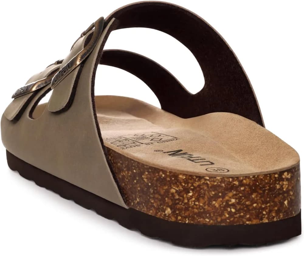 Unisex Cork Footbed Sandal Summer Slip On Slide Sandals with Adjustable Buckle for Women