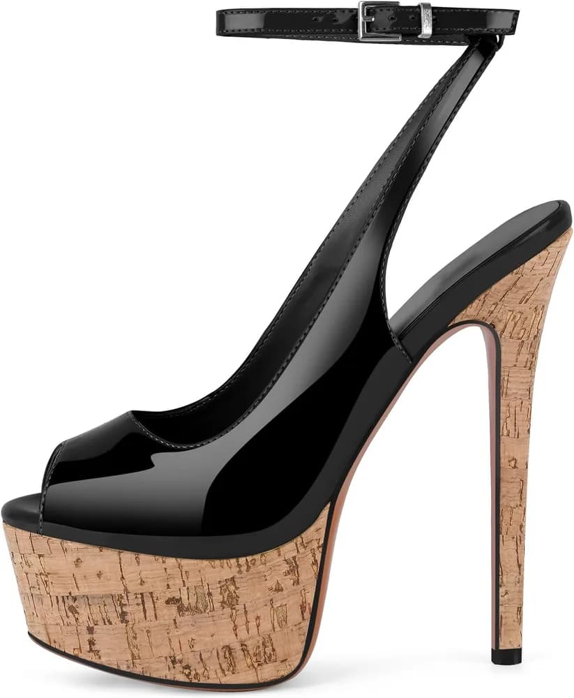 Women's Platform 5.9in Super High Heels Pumps Slip On Pointed Toe Sandals