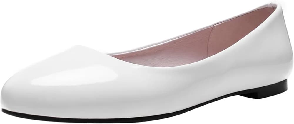 Patent Flat Women Round Toe Comfy Work Loafer