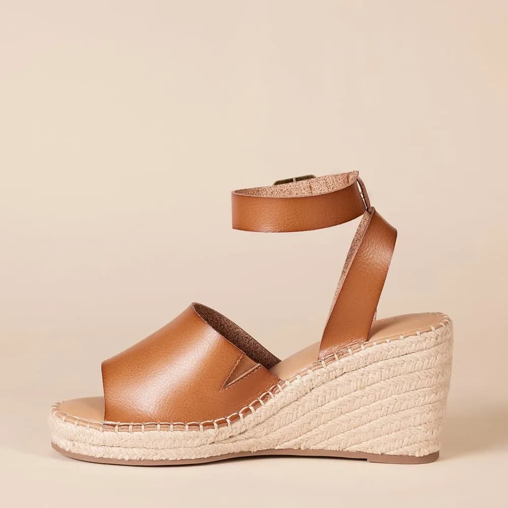 Women's Comfortable Ankle Strap Wedge Espadrille Sandal