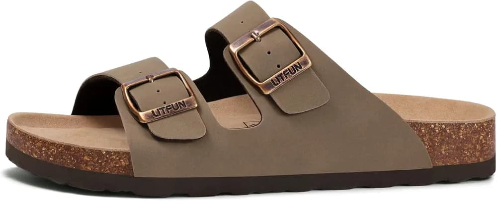 Unisex Cork Footbed Sandal Summer Slip On Slide Sandals with Adjustable Buckle for Women