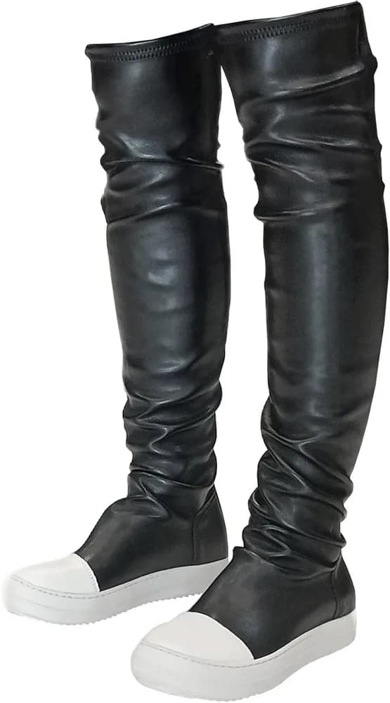 Thigh High Boots for Women Flat Over The Knee Round Toe Booties