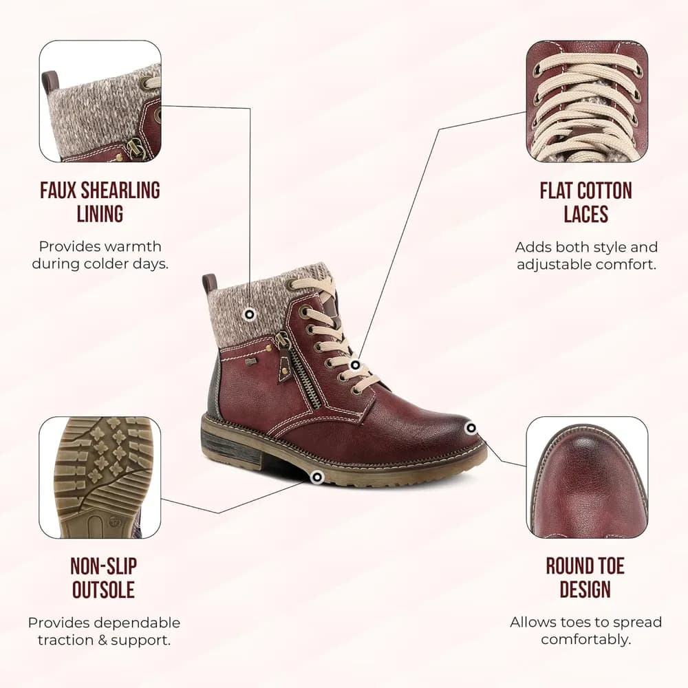 Relife Khazera Women's Waterproof Ankle Boots with Full-Length Zipper β Western Outdoor Style