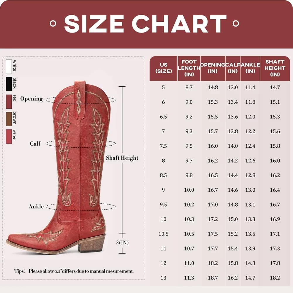 Knee High Western Cowgirl Boots with Chunky Heel