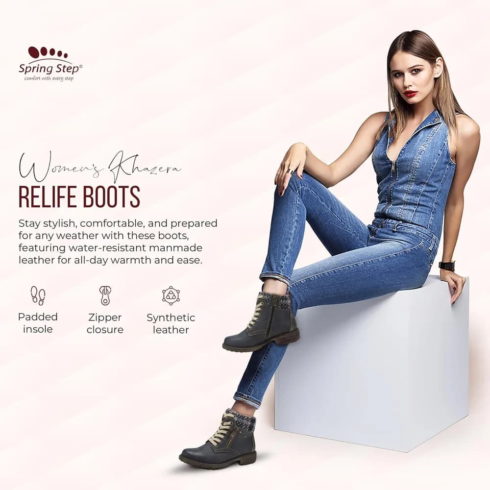 Relife Khazera Women's Waterproof Ankle Boots with Full-Length Zipper β Western Outdoor Style