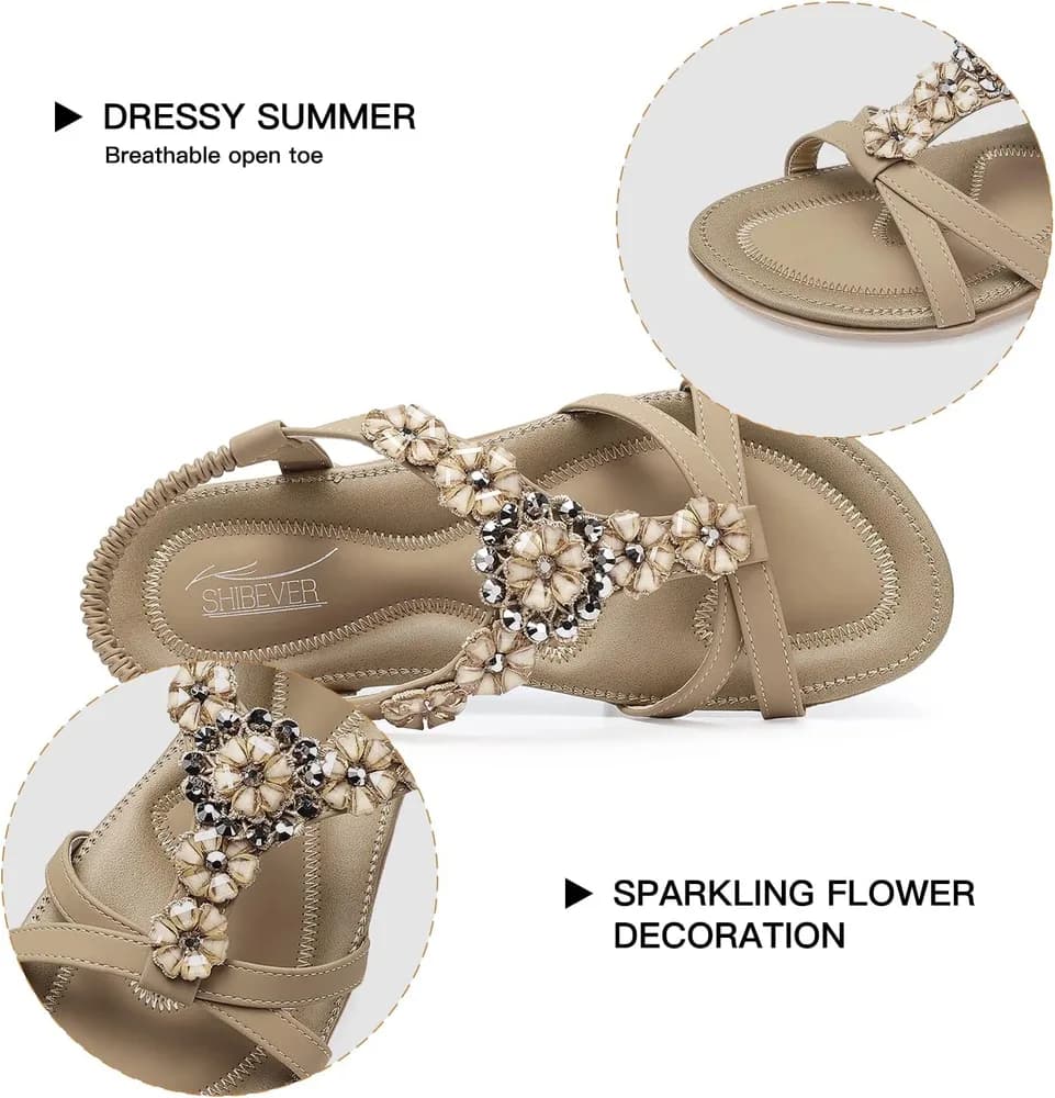 Flat Sandals for Women Dressy: Summer Comfortable Ankle Strap Womens Sandal