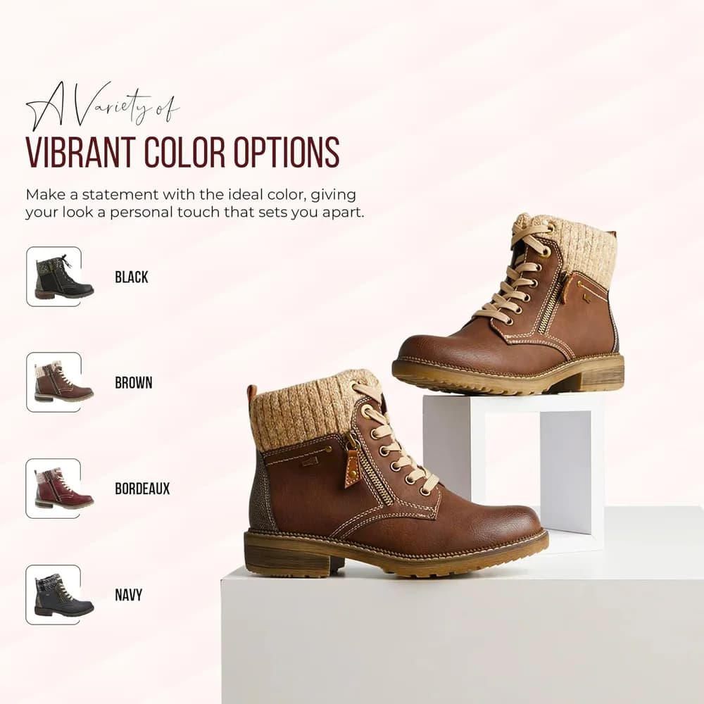 Relife Khazera Women's Waterproof Ankle Boots with Full-Length Zipper β Western Outdoor Style