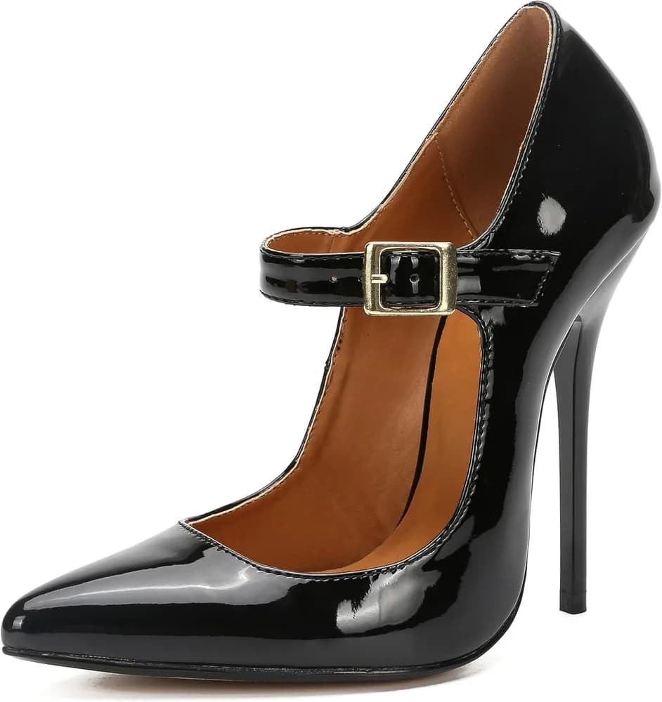 Unisex Women's Pointed Toe Stiletto High Heel Buckle up Pumps