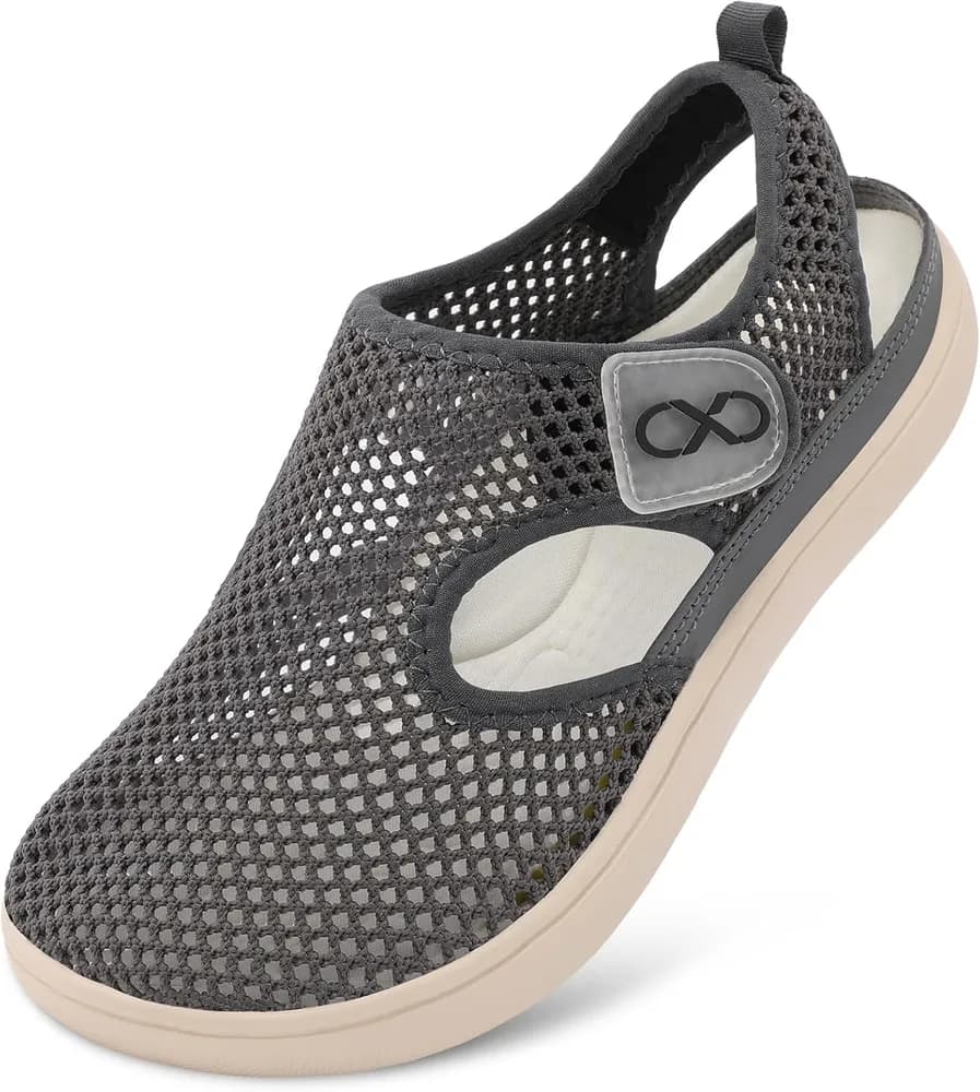 Womens Flat Sandals Closed Toe Summer Breathable Mesh Sandals for Beach Travel Casual Walking Shoes Zero Drop Wide Barefoot Shoes