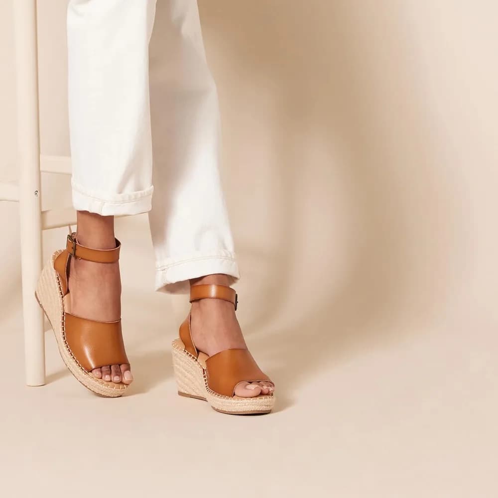 Women's Comfortable Ankle Strap Wedge Espadrille Sandal
