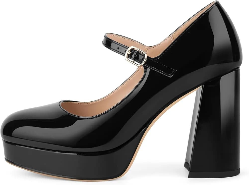 Chunky Platform High Heels Mary Jane Ankle Strap Dress Shoes