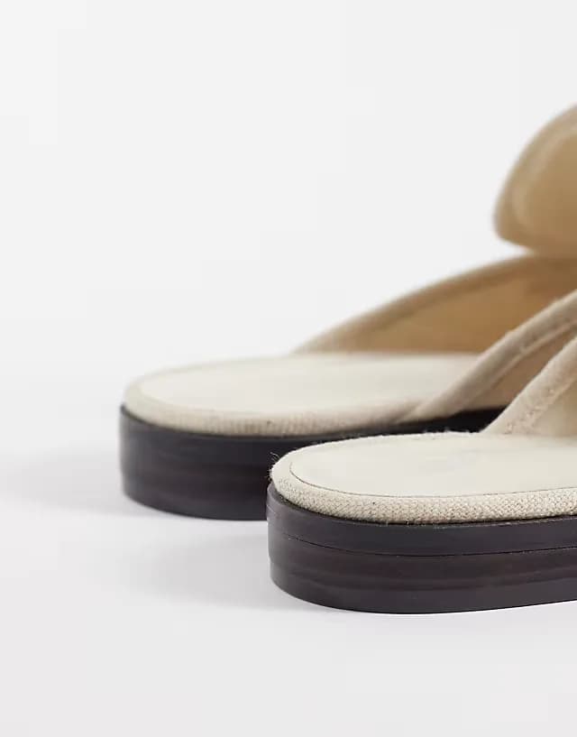 Mouse ruched detail loafer mules in natural