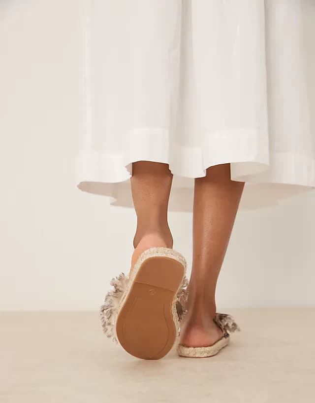 Jem bow espadrille mule sandals in leopard