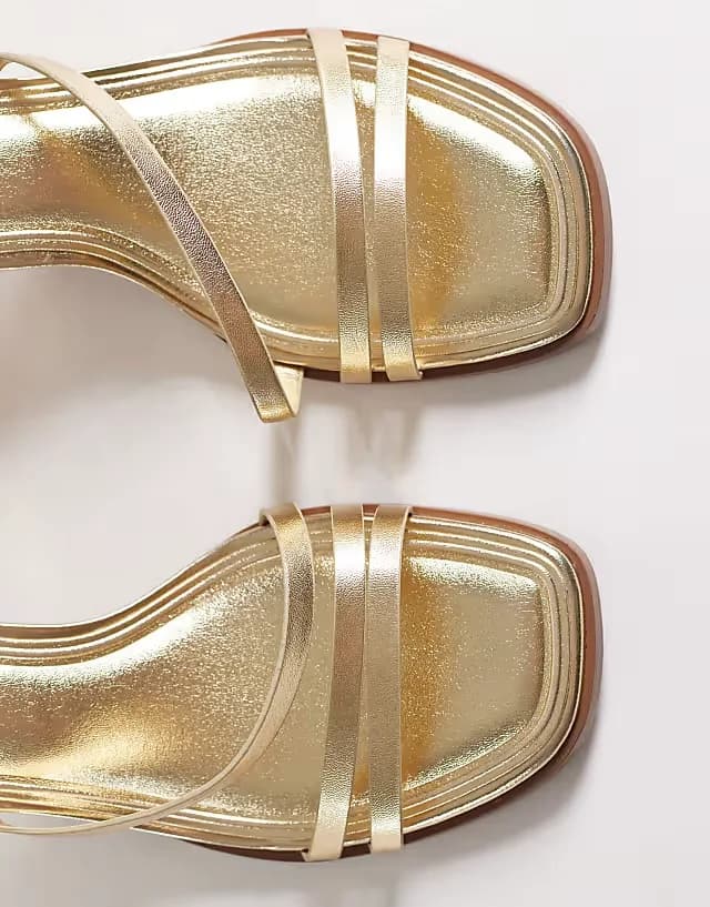 Honeybee mid block heeled sandals in gold