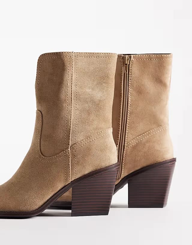 Wide Fit Remone heeled cowboy boots in taupe