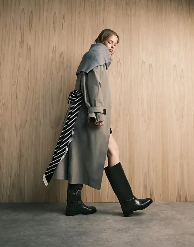 Cole flat riding knee boots in wicked green with trim