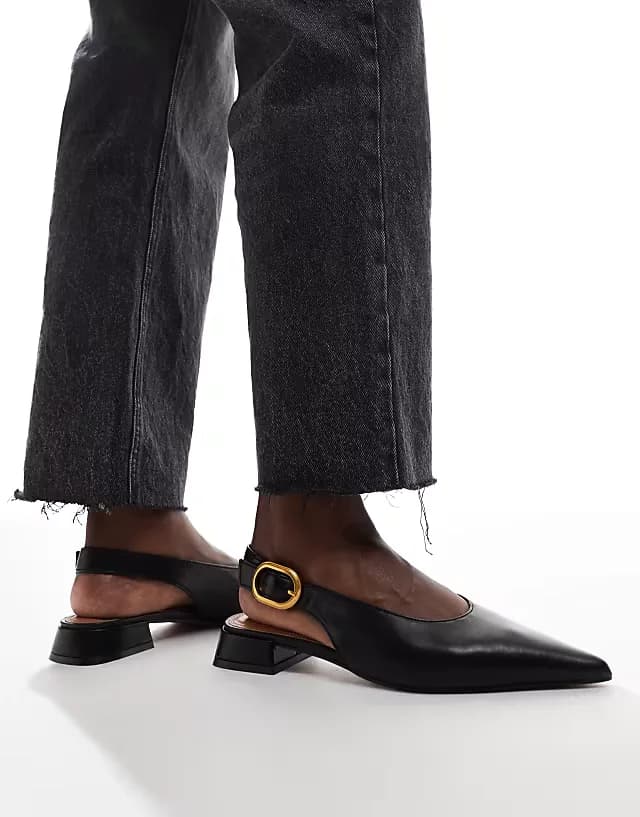 Wide Fit Leonora slingback ballet flats in black