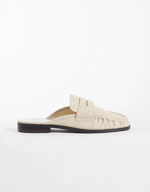 Mouse ruched detail loafer mules in natural