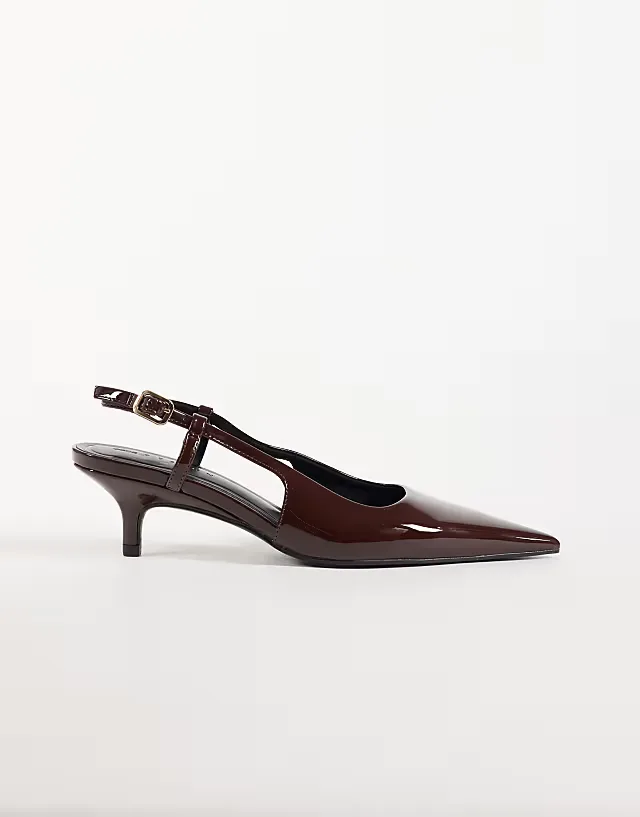Skippy kitten heel shoes in chocolate patent