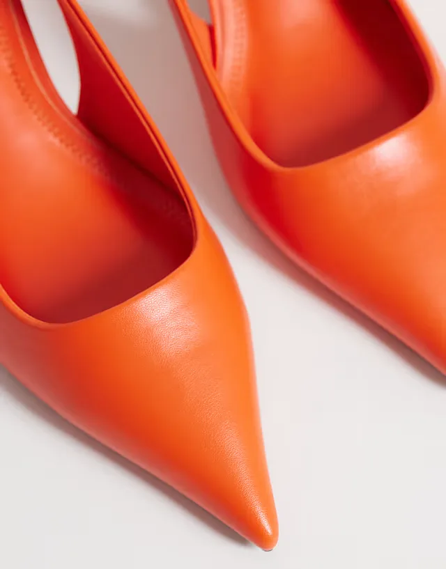 Signature kitten heeled shoes in orange
