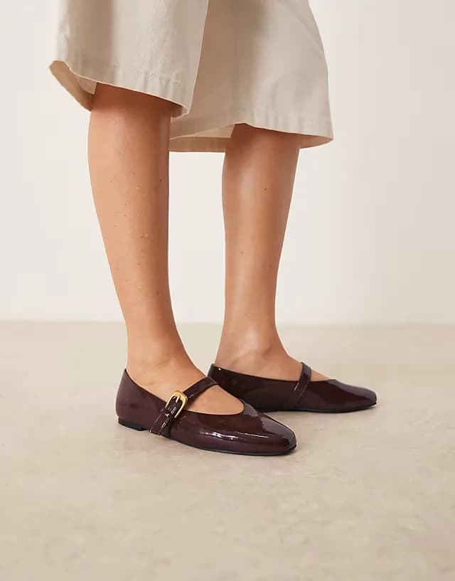 Leah mary jane ballet flats in brown patent