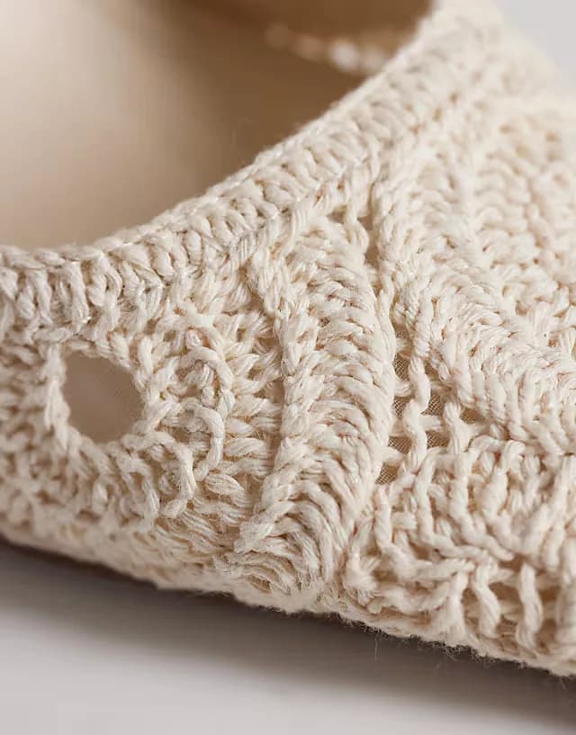 Surrey slingback mid block heels in white crochet