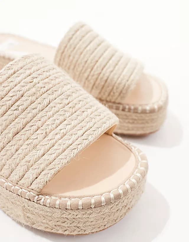 Wide Fit Jordyn flatform espadrille sandals in natural