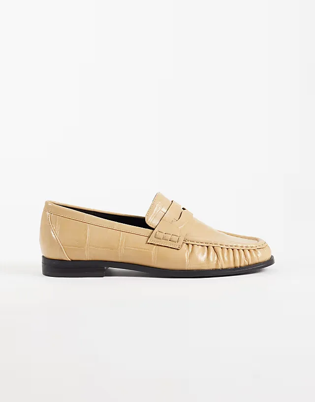 Minnie ruched detailing loafers in caramel croc