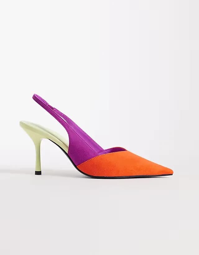 Sabrina slingback stiletto heels in multi suedette