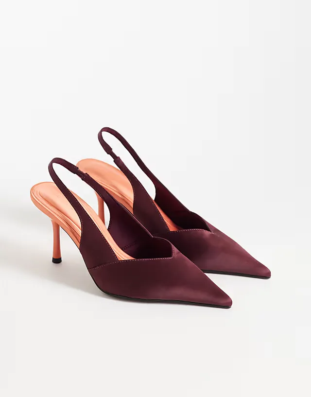 Wide Fit Sabrina slingback stiletto heels in plum and coral mix
