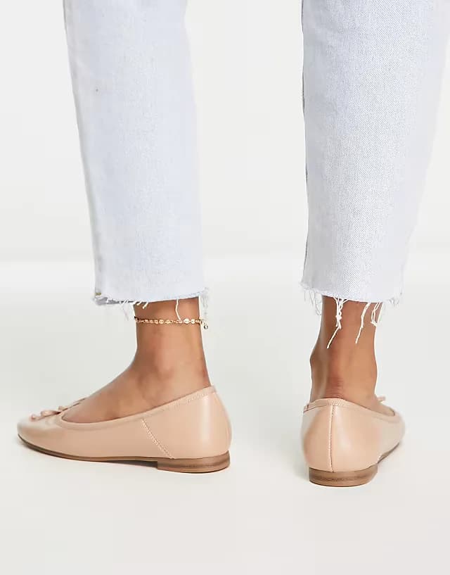 Wide Fit Lullaby bow ballet flats in beige