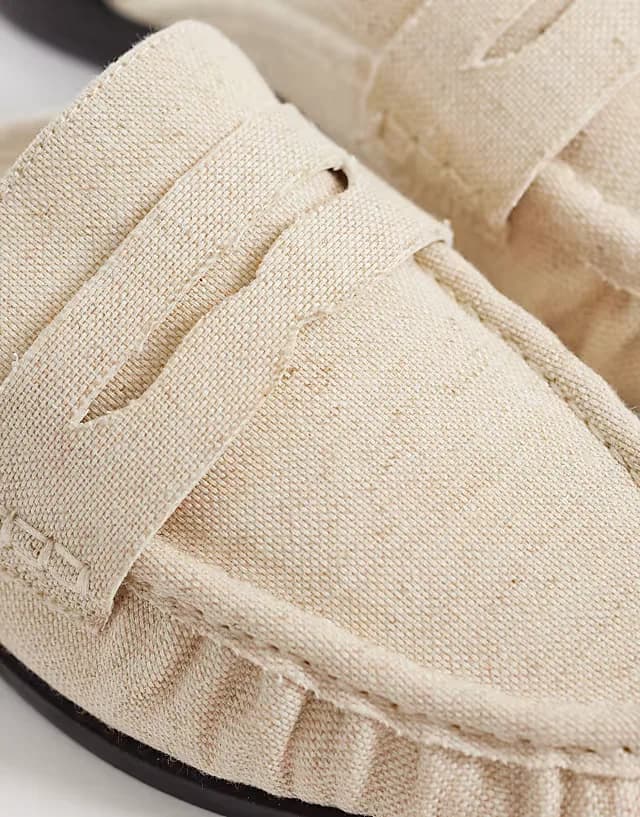 Mouse ruched detail loafer mules in natural
